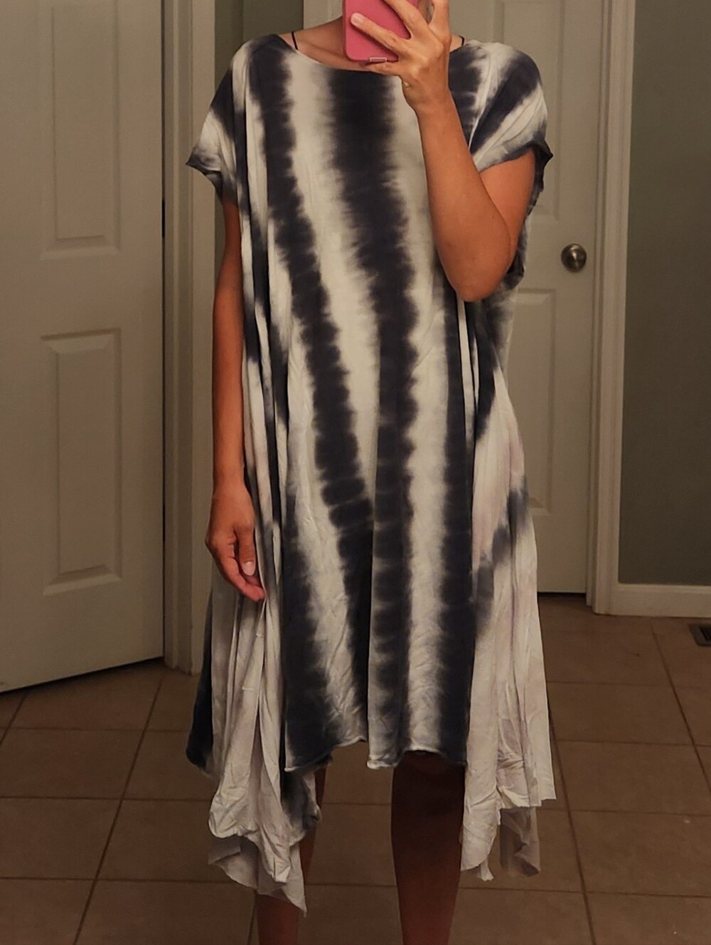 Free People Xl Or L Black And White Tie-Dye Midi Dress - Picture 9 of 11
